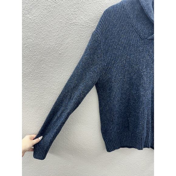 American Eagle Mens Sweater Size Medium Blue Wool Blend Athletic Fit Shawl Neck - Picture 3 of 10